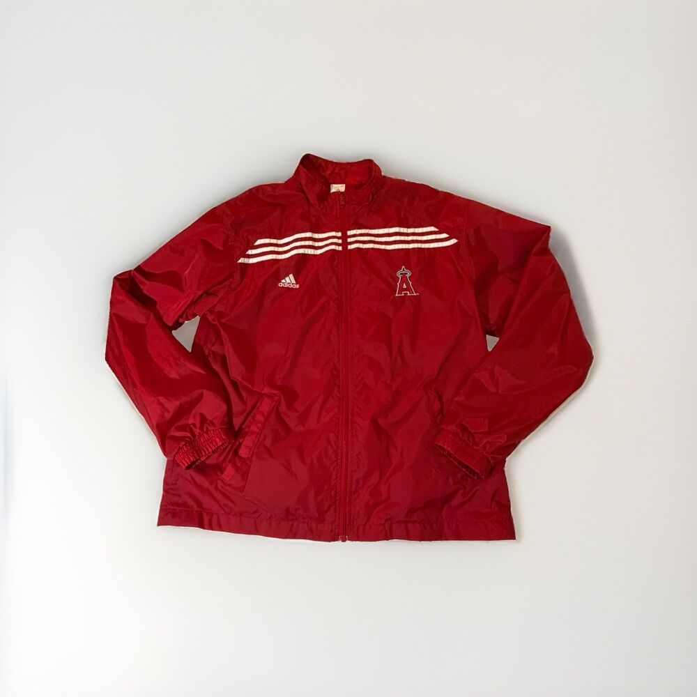 Vintage Adidas Los Angeles Angels Windbreaker Jacket Adult Large Red Full Zip